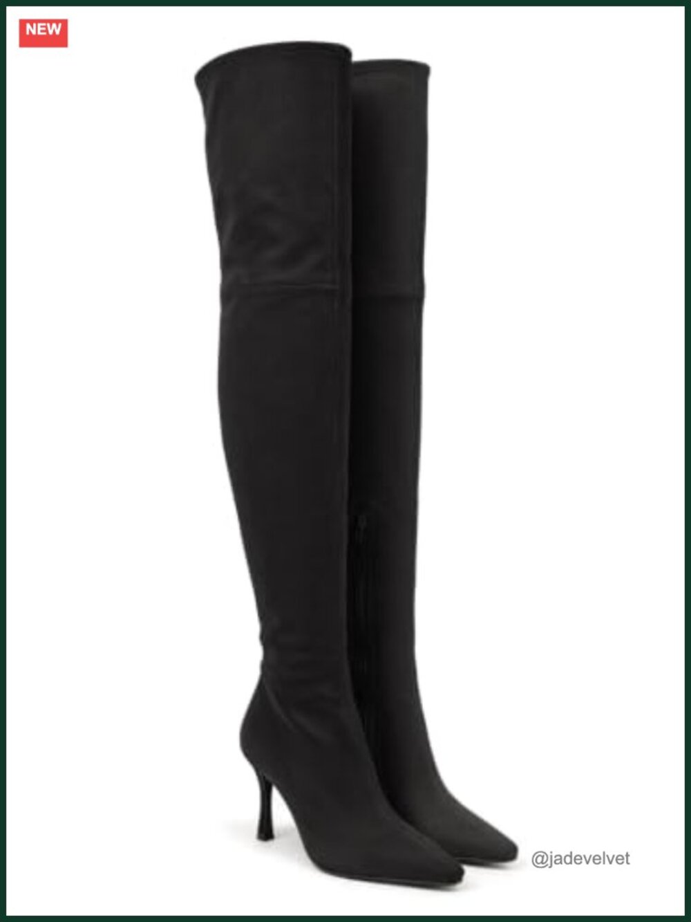 Over the Knee Boots Faux Suede Kitten Heel Zip Thigh High